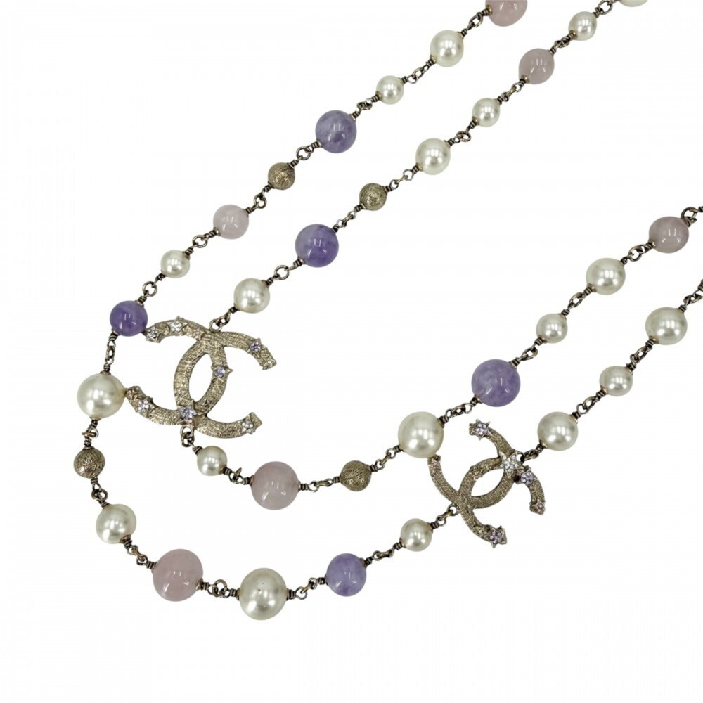 CHANEL Black Pearl Logo Necklace